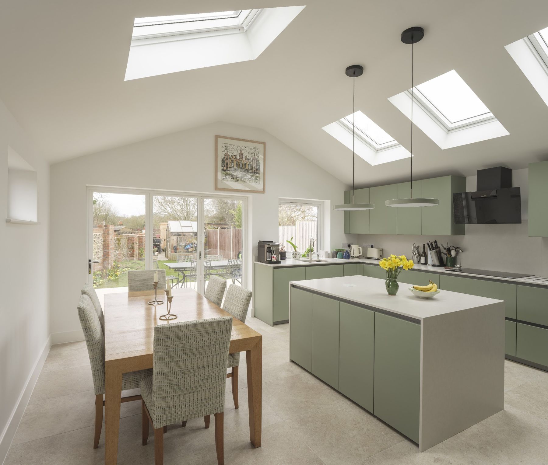 Sage Kitchen-Diner Extension with Pitched Rooflights